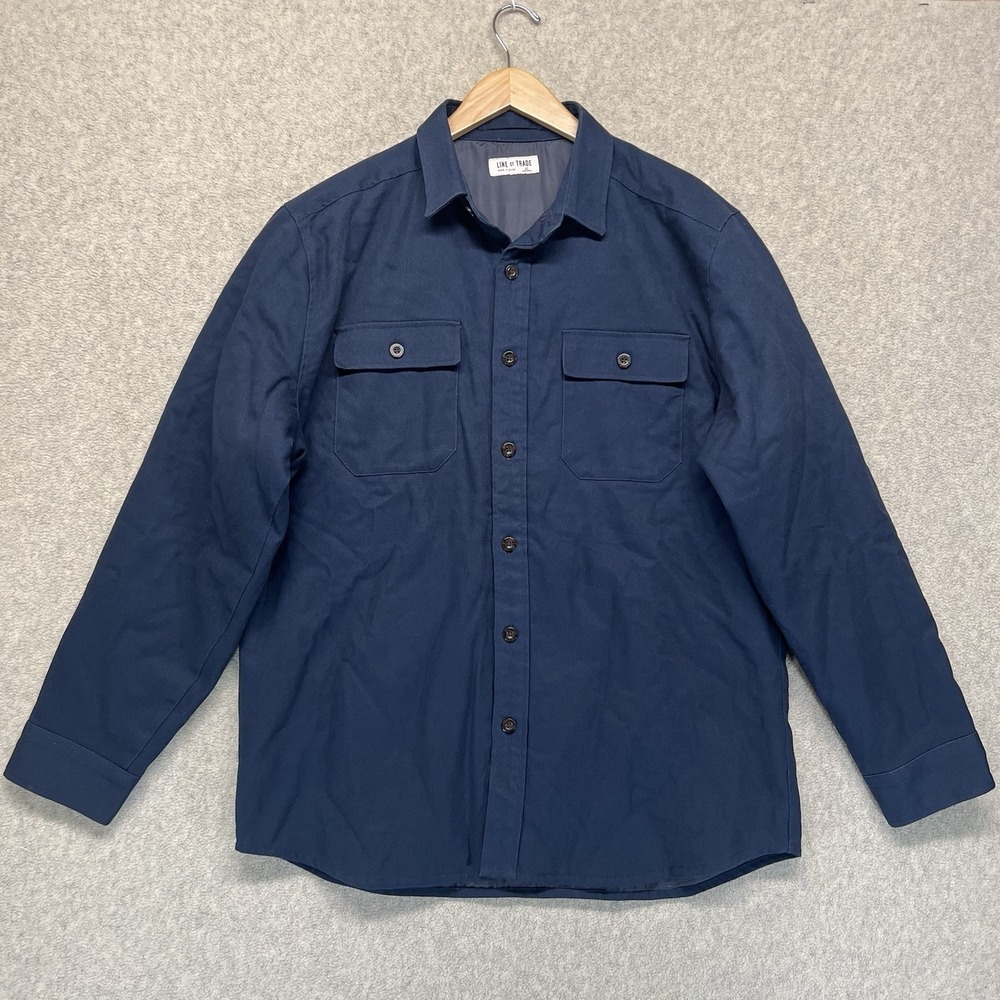 Line of Trade Shirt Jacket Mens XL Blue Overshirt Button Front Utility Workwear